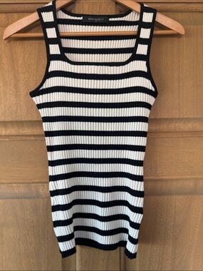 Black & White Striped Ribbed Tank